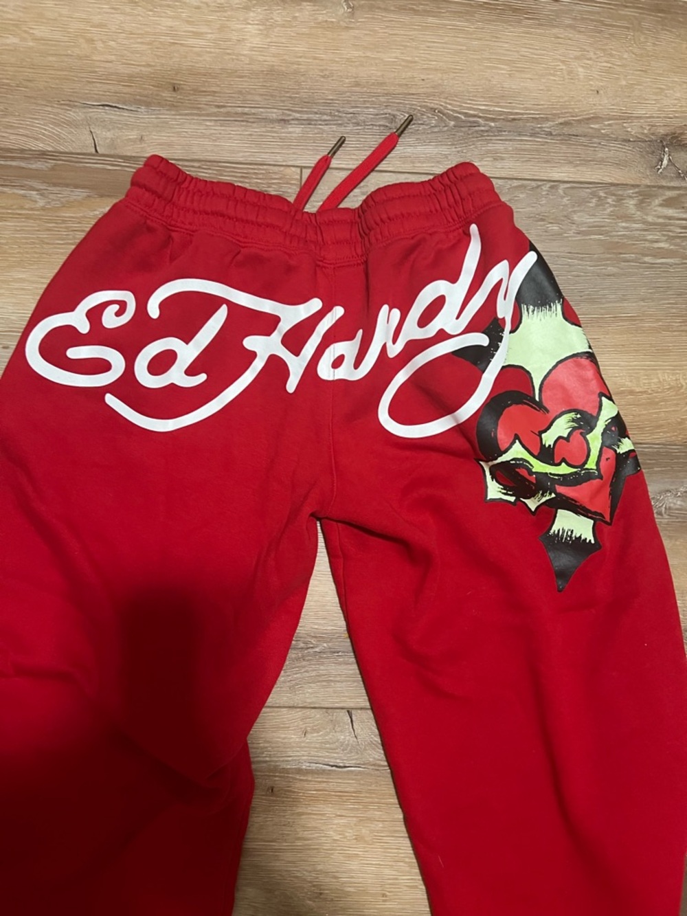 Ed Hardy Red Logo Graphic Sweatpants size S